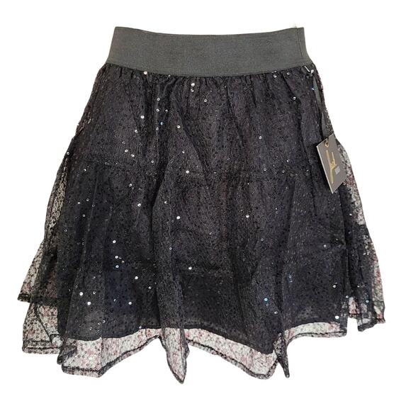NWT BB Dakota Jack black sequin mesh a line mini skirt size small - Picture 1 of 11